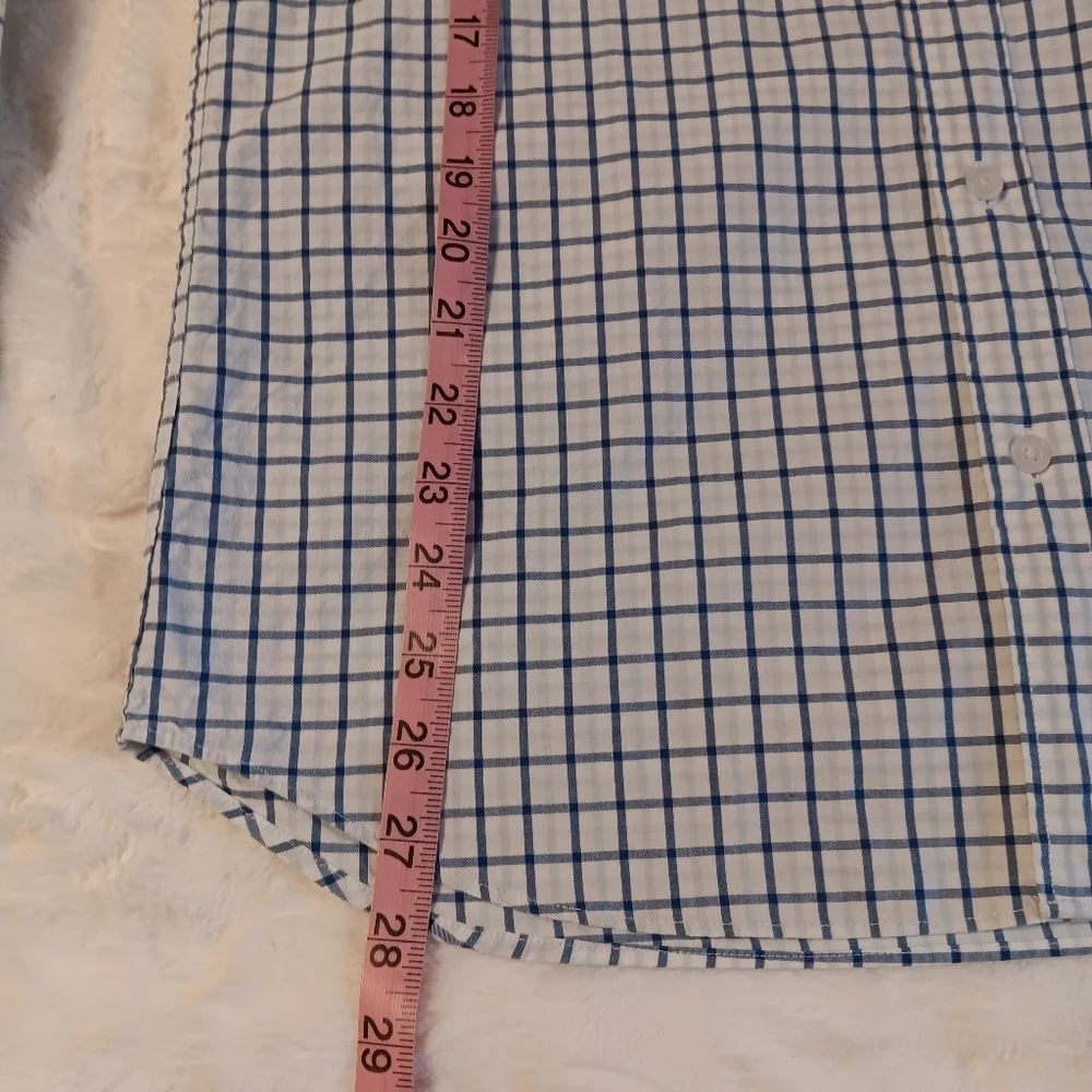 J Crew Classic Blue & White Checkered 100% Cotton Slim-Fit Button Front Shirt